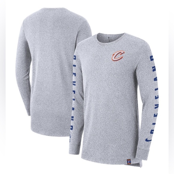Nike Cleveland Cavaliers City Edition Gray Dri Fit Long Sleeve T Shirt Mens M - Picture 1 of 10